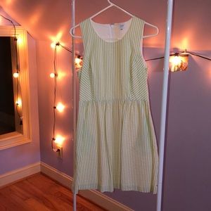 Green and white strip ivy and crown dress